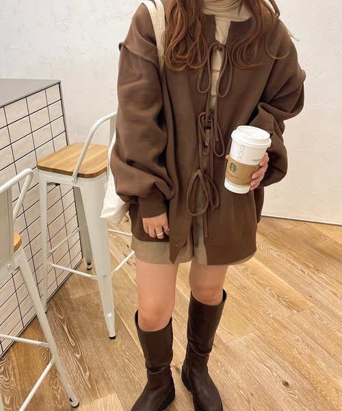 apres jour clair(アプレジュールクレア)の「【apres jour clair】2WAYリボンスウェット(スウェット・レディース・ダークブラウン/アイボリー・X-LARGE/フリー)」の19枚目の写真