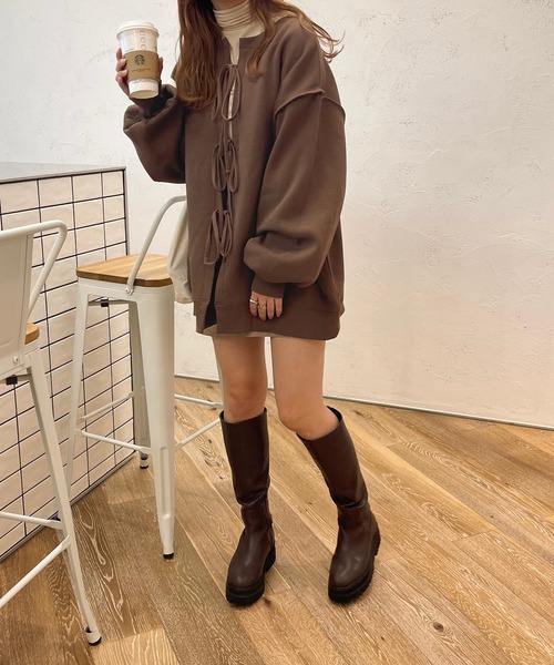 apres jour clair(アプレジュールクレア)の「【apres jour clair】2WAYリボンスウェット(スウェット・レディース・ダークブラウン/アイボリー・X-LARGE/フリー)」の17枚目の写真