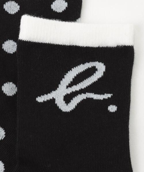 agnes b.（アニエスベー）の「AB37 L CHAUSSETTE ベビー b.ロゴ＆ドットソックス（ソックス/靴下・キッズ・ブラック・1/2）」の2枚目の写真