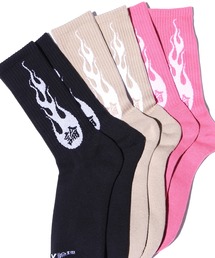 LONELY(論理)/ロンリー ONIBI 3PSOCCKS 靴下 カラーソックス ブランドロゴ ストリート