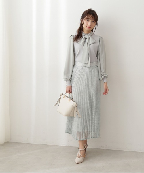 PROPORTION BODY DRESSING(プロポーションボディドレッシング)の「シアープリーツスカート / 1212120102(スカート・レディース・オフホワイト/ライトグリーン・SMALL/MEDIUM)」の8枚目の写真