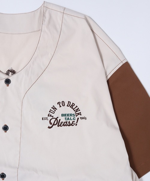 POWER TO THE PEOPLE(パワートゥーザピープル)の「POWER TO THE PEOPLE バック刺繍ゲーム半袖シャツ(シャツ/ブラウス・メンズ・チャコールグレー/サックスブルー/ブラウン/アイボリー・LL/L/M)」の6枚目の写真