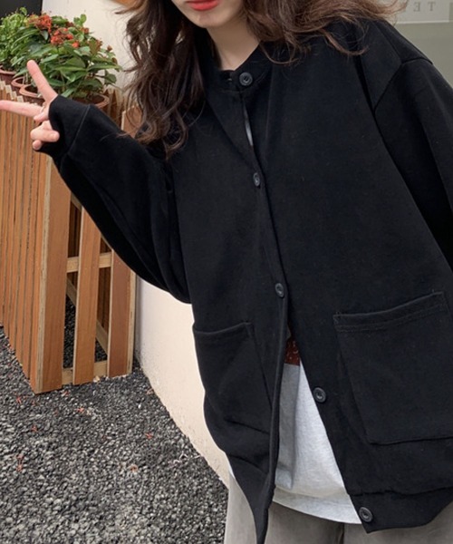 meJane（ミージェーン）の「メンズライクビックシルエットスウェットカーディガン（カーディガン/ボレロ・レディース・ホワイト/ブラック/グレー/グリーン/ブルー・FREE）」の12枚目の写真