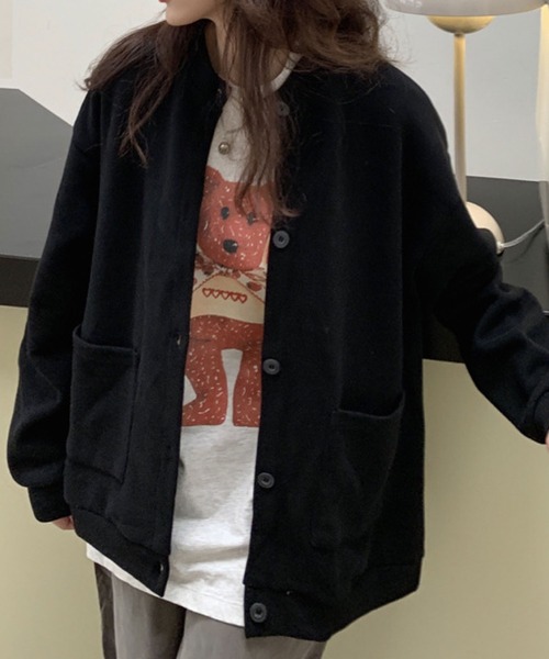 meJane（ミージェーン）の「メンズライクビックシルエットスウェットカーディガン（カーディガン/ボレロ・レディース・ホワイト/ブラック/グレー/グリーン/ブルー・FREE）」の13枚目の写真