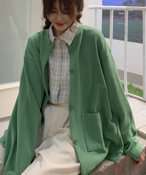 meJane（ミージェーン）の「メンズライクビックシルエットスウェットカーディガン（カーディガン/ボレロ・レディース・ホワイト/ブラック/グレー/グリーン/ブルー・FREE）」の22枚目の写真