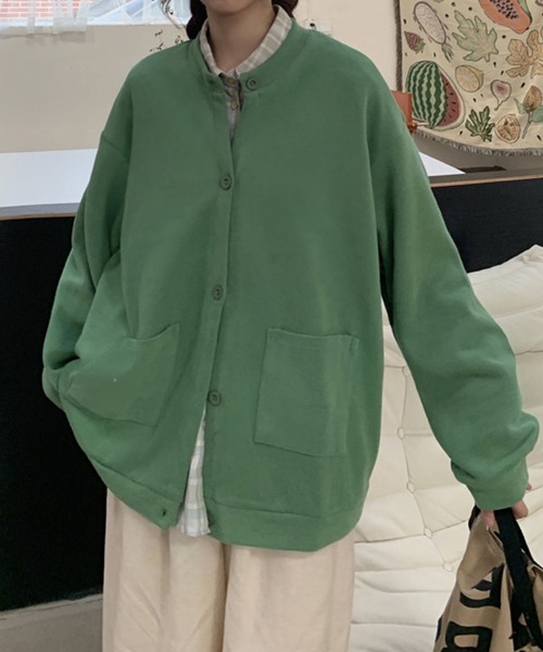 meJane（ミージェーン）の「メンズライクビックシルエットスウェットカーディガン（カーディガン/ボレロ・レディース・ホワイト/ブラック/グレー/グリーン/ブルー・FREE）」の21枚目の写真