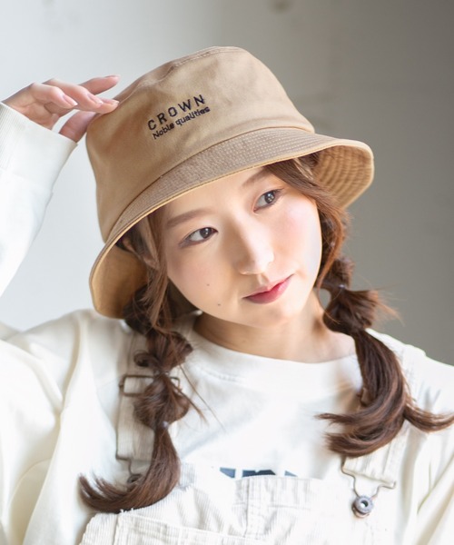 14+（イチヨンプラス）の「親子刺繍バケットハット（ハット・レディース・ブラック/ベージュ/オフホワイト・52cm/54cm/M/L/54㎝）」の12枚目の写真