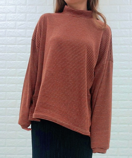 Lace Ladies(レースレディース)の「細ボーダー タートルネック カットソー(Tシャツ/カットソー・レディース・ホワイト/ブラック/キャメル・FREE)」の11枚目の写真