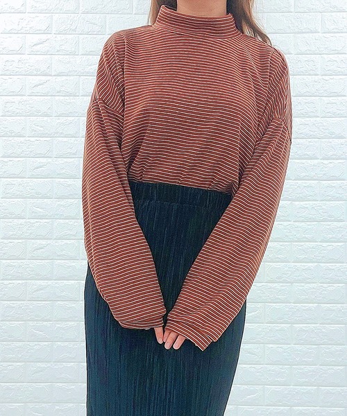 Lace Ladies(レースレディース)の「細ボーダー タートルネック カットソー(Tシャツ/カットソー・レディース・ホワイト/ブラック/キャメル・FREE)」の12枚目の写真