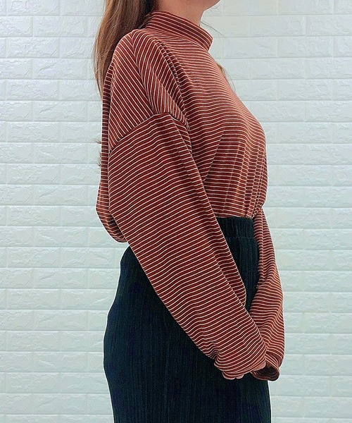 Lace Ladies(レースレディース)の「細ボーダー タートルネック カットソー(Tシャツ/カットソー・レディース・ホワイト/ブラック/キャメル・FREE)」の13枚目の写真