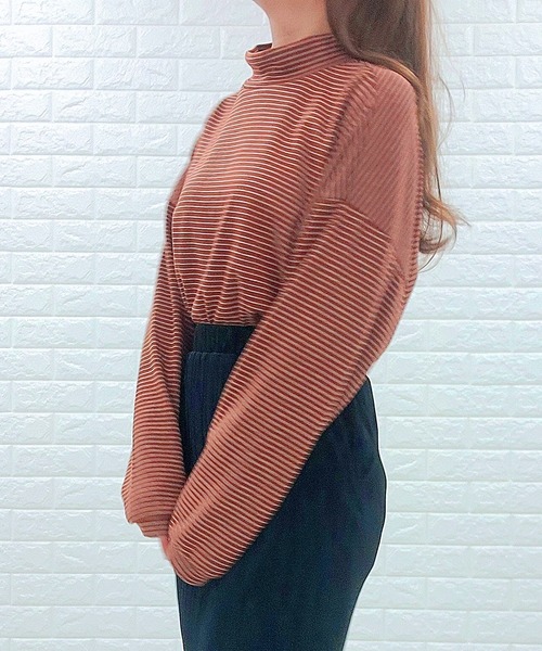 Lace Ladies(レースレディース)の「細ボーダー タートルネック カットソー(Tシャツ/カットソー・レディース・ホワイト/ブラック/キャメル・FREE)」の15枚目の写真