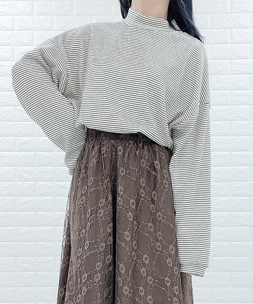 Lace Ladies(レースレディース)の「細ボーダー タートルネック カットソー(Tシャツ/カットソー・レディース・ホワイト/ブラック/キャメル・FREE)」の18枚目の写真