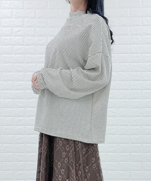 Lace Ladies(レースレディース)の「細ボーダー タートルネック カットソー(Tシャツ/カットソー・レディース・ホワイト/ブラック/キャメル・FREE)」の19枚目の写真