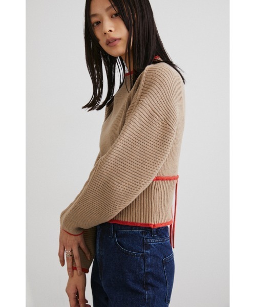 STYLEMIXER(スタイルミキサー)の「パイピングフォルムショートニット(ニット/セーター・レディース・ホワイト/ベージュ/グリーン・FREE)」の12枚目の写真