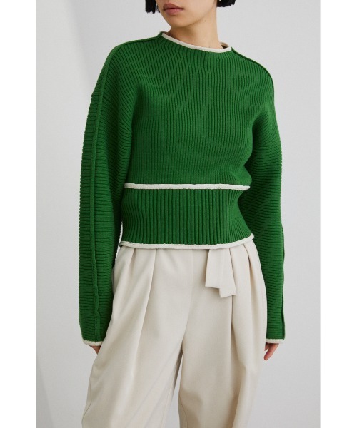 STYLEMIXER(スタイルミキサー)の「パイピングフォルムショートニット(ニット/セーター・レディース・ホワイト/ベージュ/グリーン・FREE)」の18枚目の写真