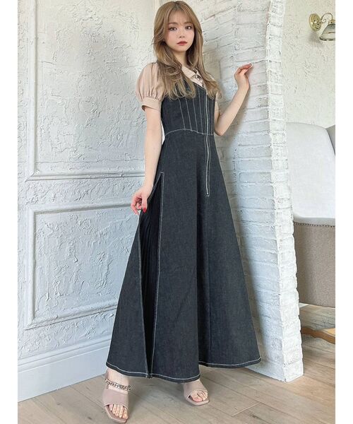 RESEXXY（リゼクシー）の「コルセットデニムワンピース（ジャンパースカート・レディース・ブラック/インディゴブルー/アイボリー・FREE）」の12枚目の写真