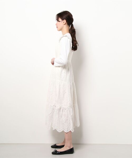 lissi Boutique（リージーブティック）の「【lissi Boutique】スカラップ刺繍マキシ丈フリルキャミワンピース（ワンピース・レディース・ホワイト/ピンク・FREE）」の9枚目の写真