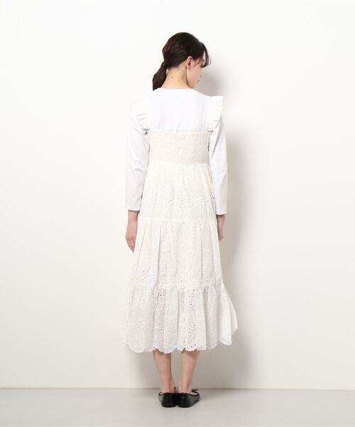 lissi Boutique（リージーブティック）の「【lissi Boutique】スカラップ刺繍マキシ丈フリルキャミワンピース（ワンピース・レディース・ホワイト/ピンク・FREE）」の5枚目の写真