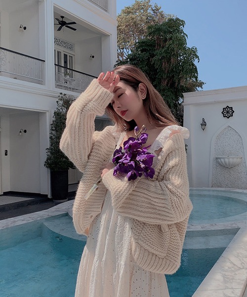 lissi Boutique（リージーブティック）の「【lissi Boutique】スカラップ刺繍マキシ丈フリルキャミワンピース（ワンピース・レディース・ホワイト/ピンク・FREE）」の4枚目の写真