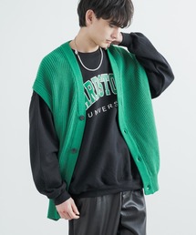 オーバーサイズ ハイバルキー片畦編み ウォッシャブルニットベスト