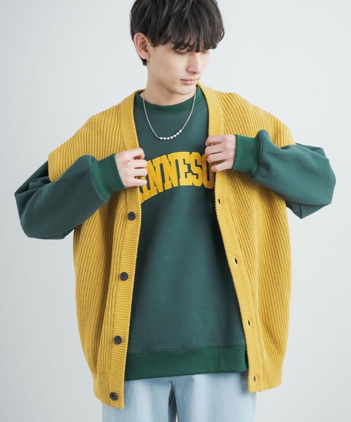 Rocky Monroe（ロッキーモンロー）の「オーバーサイズ ハイバルキー片畦編み ウォッシャブルニットベスト（ベスト・メンズ・チャコールグレー/ライトグレー/ダークブラウン/ネイビー/サックスブルー/マスタード/ケリー/グレイッシュベージュ/ブラック/オフホワイト・M/L/XL）」の20枚目の写真