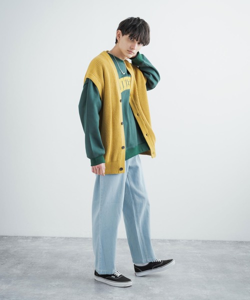 Rocky Monroe（ロッキーモンロー）の「オーバーサイズ ハイバルキー片畦編み ウォッシャブルニットベスト（ベスト・メンズ・チャコールグレー/ライトグレー/ダークブラウン/ネイビー/サックスブルー/マスタード/ケリー/グレイッシュベージュ/ブラック/オフホワイト・M/L/XL）」の21枚目の写真