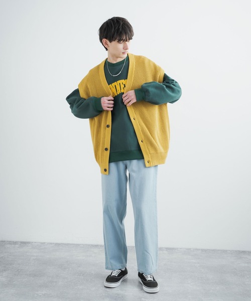 Rocky Monroe（ロッキーモンロー）の「オーバーサイズ ハイバルキー片畦編み ウォッシャブルニットベスト（ベスト・メンズ・チャコールグレー/ライトグレー/ダークブラウン/ネイビー/サックスブルー/マスタード/ケリー/グレイッシュベージュ/ブラック/オフホワイト・M/L/XL）」の22枚目の写真