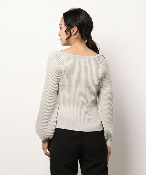 flower（フラワー）の「スパークルパフニット（ニット/セーター・レディース・ベージュ/グリーン・FREE）」の4枚目の写真