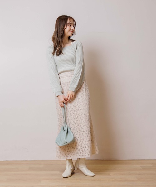 flower（フラワー）の「スパークルパフニット（ニット/セーター・レディース・ベージュ/グリーン・FREE）」の18枚目の写真