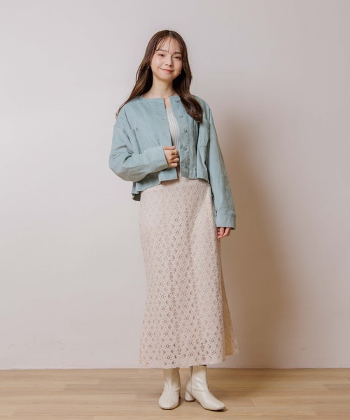 flower（フラワー）の「スパークルパフニット（ニット/セーター・レディース・ベージュ/グリーン・FREE）」の6枚目の写真