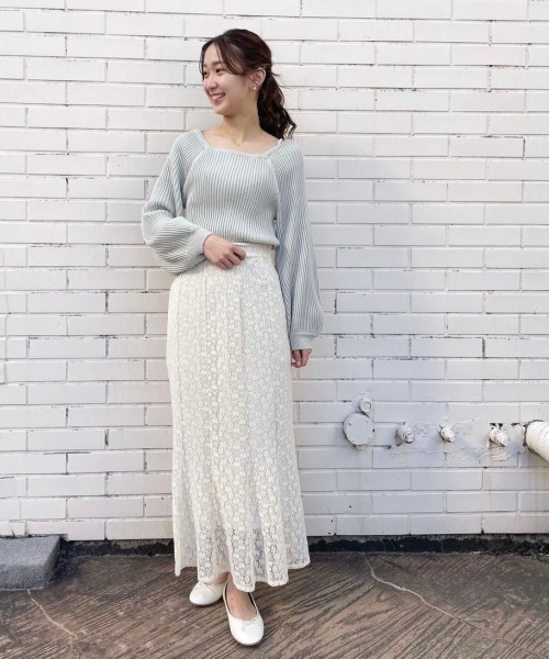 flower（フラワー）の「スパークルパフニット（ニット/セーター・レディース・ベージュ/グリーン・FREE）」の21枚目の写真