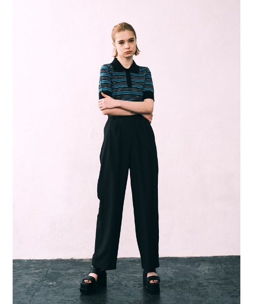 ENVYM（アンビー）の「ハーフスリーブポロＫＮＩＴ（ニット/セーター・レディース・ブラック/ホワイト/その他・FREE）」の4枚目の写真