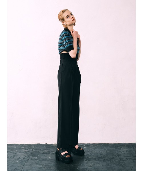 ENVYM（アンビー）の「ハーフスリーブポロＫＮＩＴ（ニット/セーター・レディース・ブラック/ホワイト/その他・FREE）」の5枚目の写真