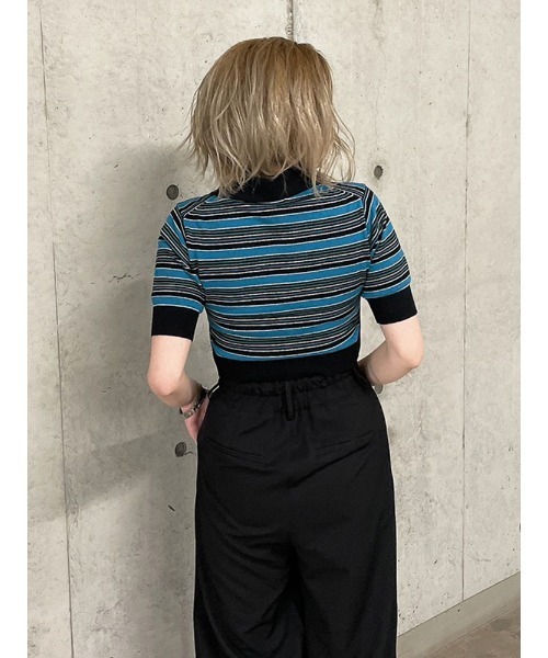 ENVYM（アンビー）の「ハーフスリーブポロＫＮＩＴ（ニット/セーター・レディース・ブラック/ホワイト/その他・FREE）」の9枚目の写真