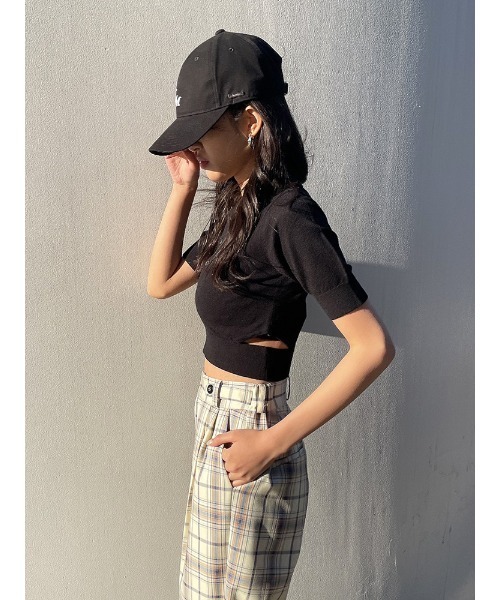 ENVYM（アンビー）の「ハーフスリーブポロＫＮＩＴ（ニット/セーター・レディース・ブラック/ホワイト/その他・FREE）」の10枚目の写真