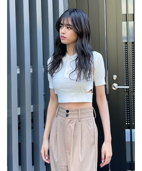 ENVYM（アンビー）の「ハーフスリーブポロＫＮＩＴ（ニット/セーター・レディース・ブラック/ホワイト/その他・FREE）」の14枚目の写真