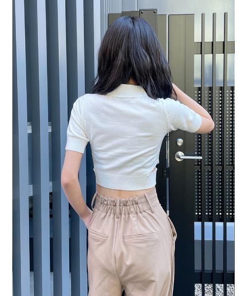 ENVYM（アンビー）の「ハーフスリーブポロＫＮＩＴ（ニット/セーター・レディース・ブラック/ホワイト/その他・FREE）」の15枚目の写真