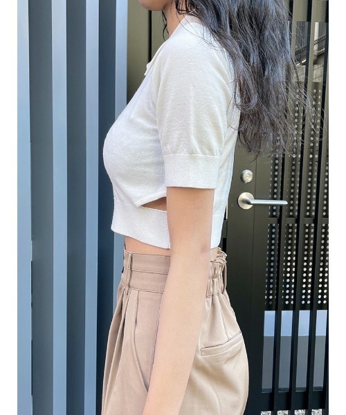 ENVYM（アンビー）の「ハーフスリーブポロＫＮＩＴ（ニット/セーター・レディース・ブラック/ホワイト/その他・FREE）」の19枚目の写真