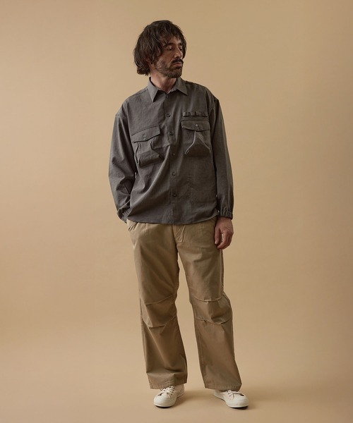 GORDON MILLER(ゴードンミラー)の「GORDON MILLER(ゴードンミラー)EASY CAREリネンライクスモッグシャツ(シャツ/ブラウス・メンズ・チャコールグレー/ブラウン・M/L)」の18枚目の写真