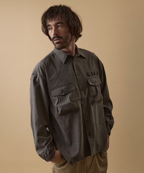 GORDON MILLER(ゴードンミラー)の「GORDON MILLER(ゴードンミラー)EASY CAREリネンライクスモッグシャツ(シャツ/ブラウス・メンズ・チャコールグレー/ブラウン・M/L)」の21枚目の写真