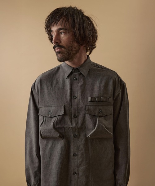 GORDON MILLER(ゴードンミラー)の「GORDON MILLER(ゴードンミラー)EASY CAREリネンライクスモッグシャツ(シャツ/ブラウス・メンズ・チャコールグレー/ブラウン・M/L)」の14枚目の写真