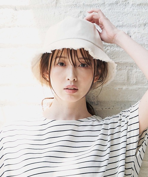 ikka（イッカ）の「UVフリンジバケットハット（ハット・レディース・ブラック/ベージュ/オフホワイト・FREE）」の2枚目の写真