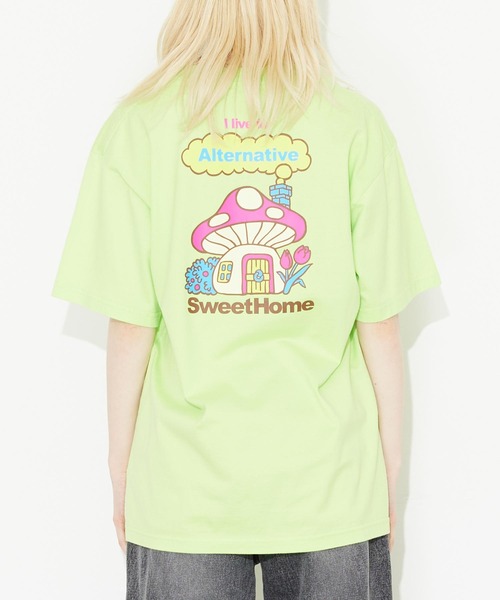 X-girl(エックスガール)の「MUSHROOM S/S TEE/マッシュルームプリント Tシャツ/半袖(Tシャツ/カットソー・レディース・ライトグリーン/ホワイト/チャコール・XL/M/S/L)」の1枚目の写真