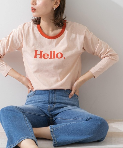 URBAN RESEARCH Sonny Label（アーバンリサーチサニーレーベル）の「フロッキープリントMIXカラーロンTシャツ（Tシャツ/カットソー・レディース・オフホワイト/ライトグリーン/ライトオレンジ系・FREE）」の3枚目の写真