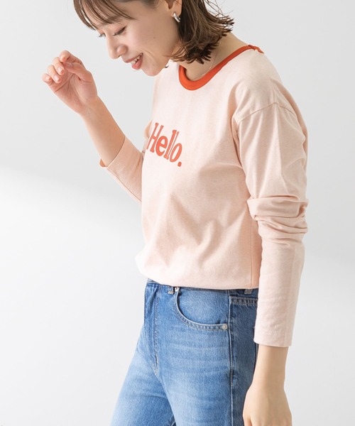 URBAN RESEARCH Sonny Label（アーバンリサーチサニーレーベル）の「フロッキープリントMIXカラーロンTシャツ（Tシャツ/カットソー・レディース・オフホワイト/ライトグリーン/ライトオレンジ系・FREE）」の10枚目の写真