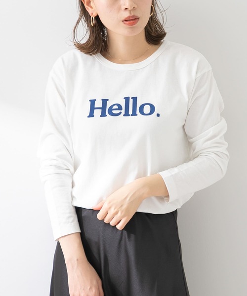 URBAN RESEARCH Sonny Label（アーバンリサーチサニーレーベル）の「フロッキープリントMIXカラーロンTシャツ（Tシャツ/カットソー・レディース・オフホワイト/ライトグリーン/ライトオレンジ系・FREE）」の4枚目の写真