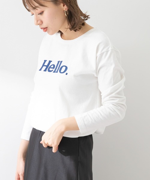 URBAN RESEARCH Sonny Label（アーバンリサーチサニーレーベル）の「フロッキープリントMIXカラーロンTシャツ（Tシャツ/カットソー・レディース・オフホワイト/ライトグリーン/ライトオレンジ系・FREE）」の5枚目の写真