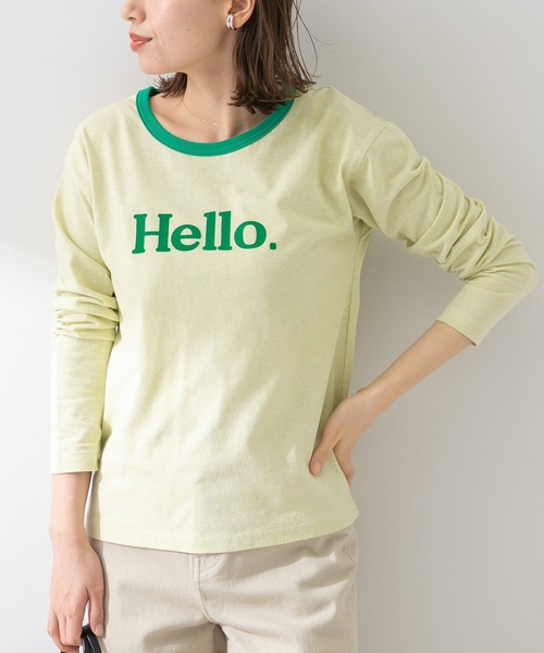 URBAN RESEARCH Sonny Label（アーバンリサーチサニーレーベル）の「フロッキープリントMIXカラーロンTシャツ（Tシャツ/カットソー・レディース・オフホワイト/ライトグリーン/ライトオレンジ系・FREE）」の13枚目の写真