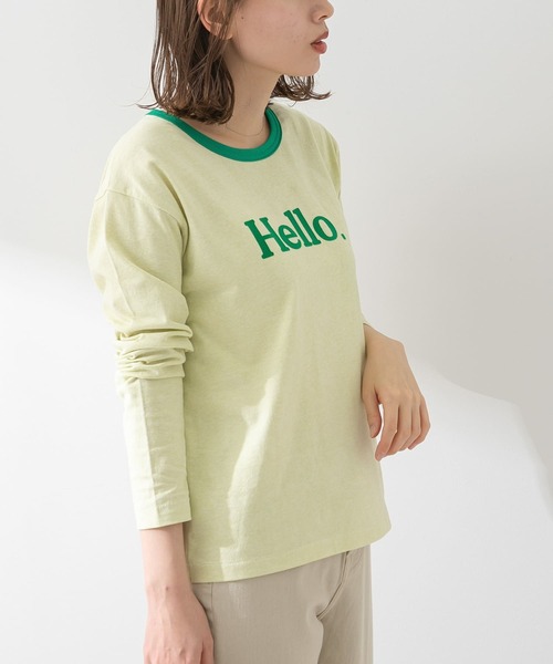 URBAN RESEARCH Sonny Label（アーバンリサーチサニーレーベル）の「フロッキープリントMIXカラーロンTシャツ（Tシャツ/カットソー・レディース・オフホワイト/ライトグリーン/ライトオレンジ系・FREE）」の14枚目の写真