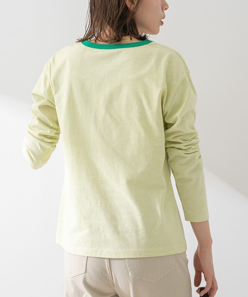 URBAN RESEARCH Sonny Label（アーバンリサーチサニーレーベル）の「フロッキープリントMIXカラーロンTシャツ（Tシャツ/カットソー・レディース・オフホワイト/ライトグリーン/ライトオレンジ系・FREE）」の15枚目の写真